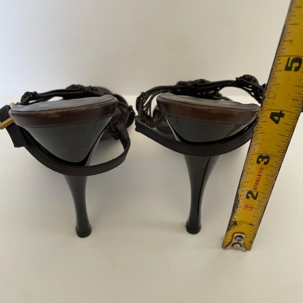 Authentic Vintage Brown Leather GUCCI High Heels Sandals Strapy 7.5 B - Picture 9 of 10